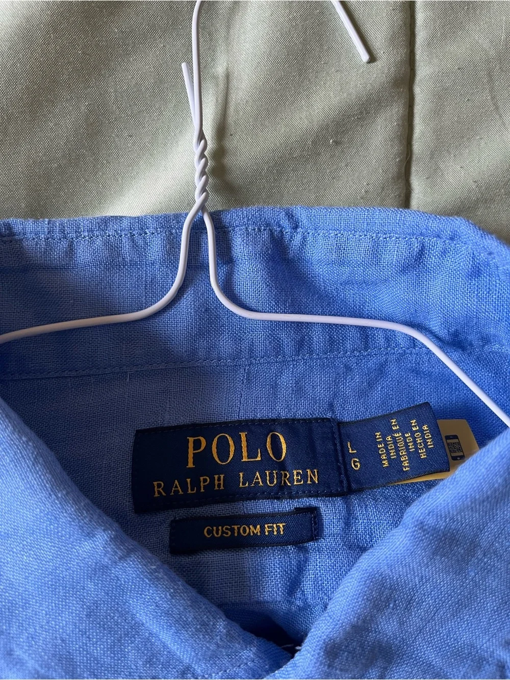 POLO Ralph Lauren Linen Shirt - Size L - Blue, Long sleeve